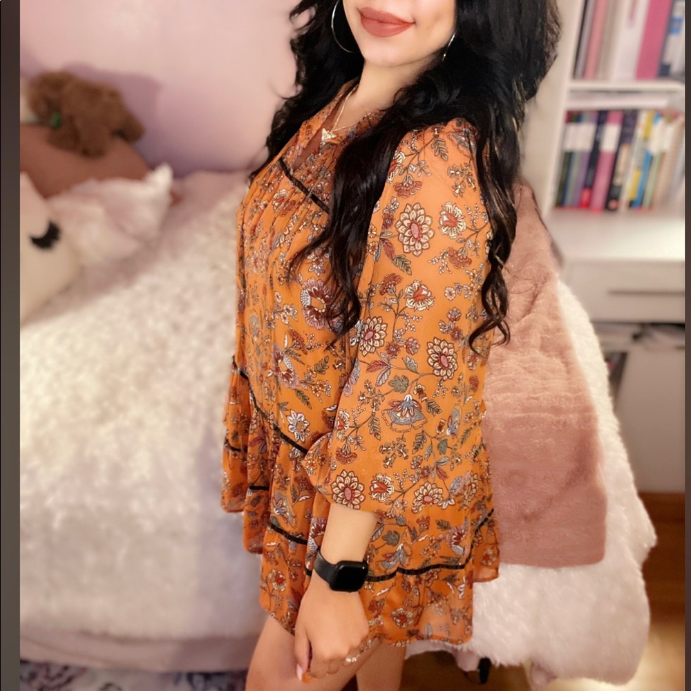 Orange floral dress